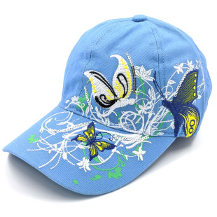 Бейсболка Flowers & Butterfly блакитна жіноча