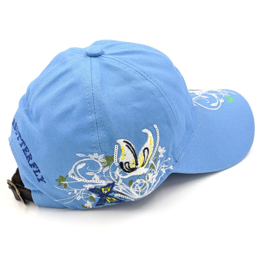Бейсболка Flowers & Butterfly блакитна жіноча