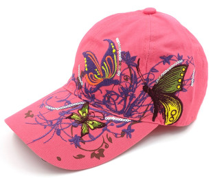 Бейсболка Flowers & Butterfly червона жіноча